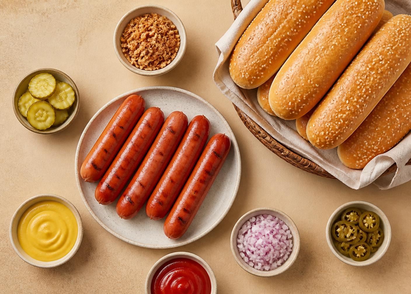 Roller King alapanyagok: grill kolbász, kifli és szószok