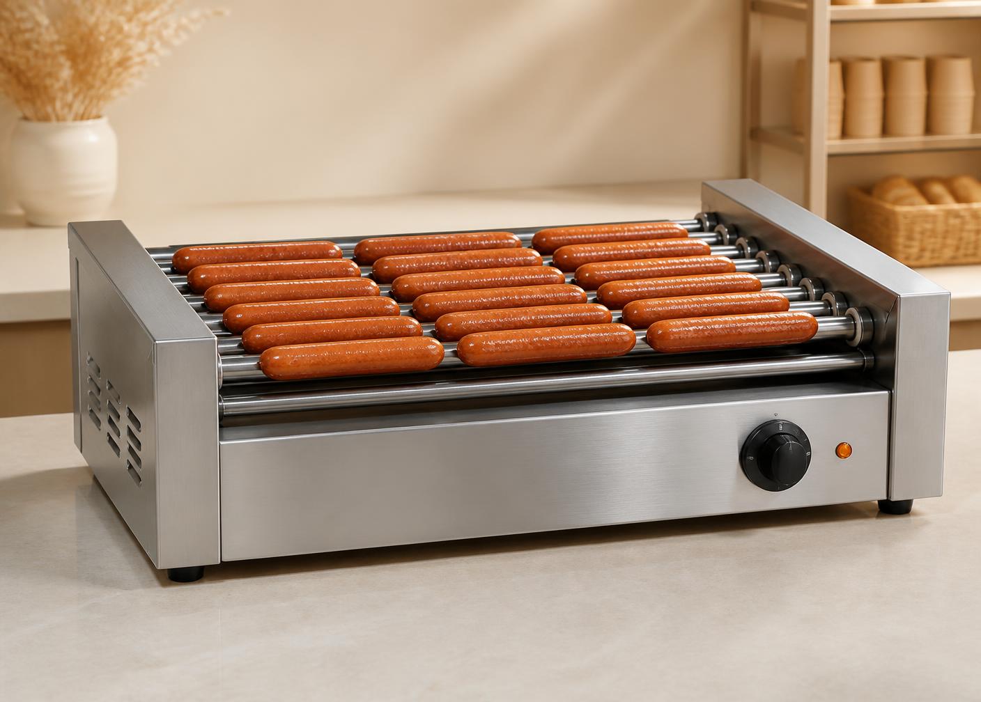 Roller grill sütőeszköz grill kolbászokkal